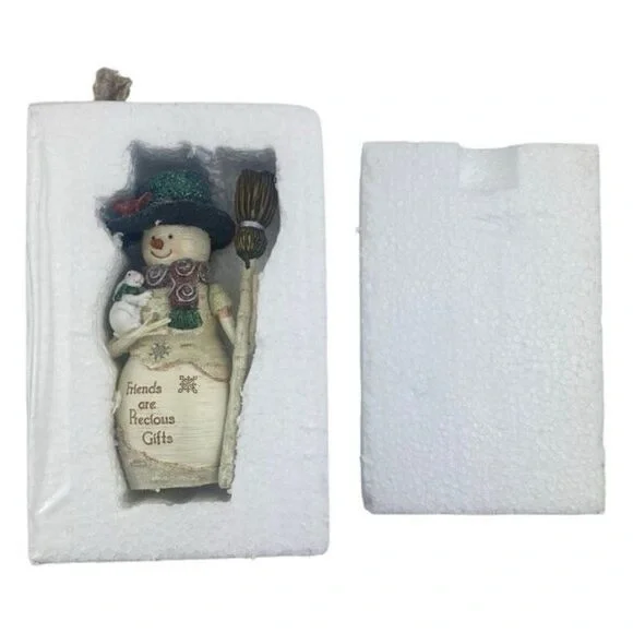 BIRCH HEARTS Precious Gifts 6 inch Snowman Holding A Broom Christmas Collectible - Picture 3 of 6